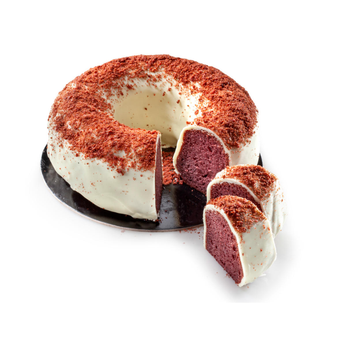 CAKE RED VELVET ROUND WHITE CHOCOLATE TOPPING